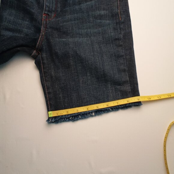 Paper Denim & Cloth Denim Shorts Size 29/8 Bermuda Length Mid Rise Raw Edge Hem - Picture 9 of 9